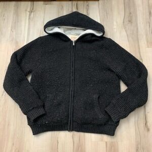 Ashley Sunrise Collection Charcoal Waffle Knit Sherpa Lined Full Zip Hoodie XL